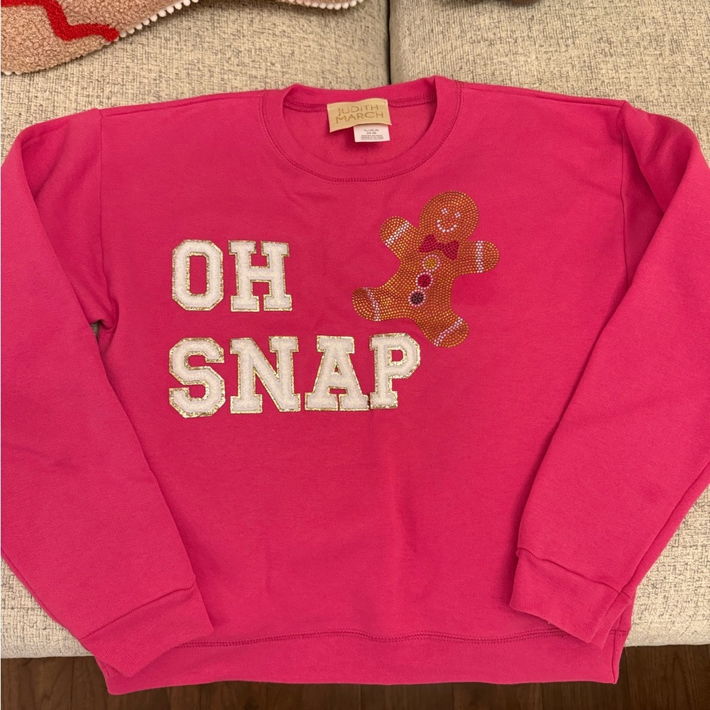 Judith March Pink 'Oh Snap' Gingerbread Sweatshirt